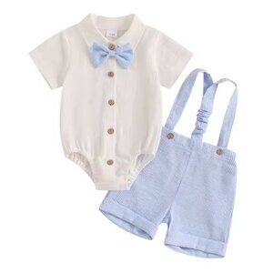Blue Boy outfit Boy First Birthday Outfit Blue Boy Clothes Suspenders
